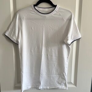 Men's White Crew Neck Tee with Black Trim